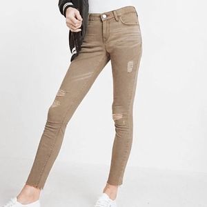 express tan ankle legging distressed jeans